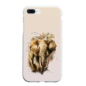 Чехол для iPhone 7Plus/8 Plus матовый с принтом акварельный слон брызги в Белгороде, Силикон | Область печати: задняя сторона чехла, без боковых панелей | акварель | акварельный | арт | бивни | брызги | животное | зверь | краска | природа | разводы | рисунок | хобот