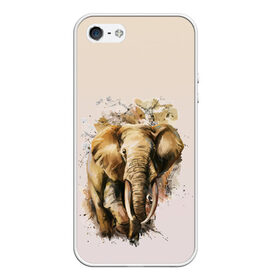 Чехол для iPhone 5/5S матовый с принтом акварельный слон брызги в Белгороде, Силикон | Область печати: задняя сторона чехла, без боковых панелей | акварель | акварельный | арт | бивни | брызги | животное | зверь | краска | природа | разводы | рисунок | хобот