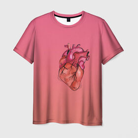 Мужская футболка 3D с принтом анатомия сердце реальное в Белгороде, 100% полиэфир | прямой крой, круглый вырез горловины, длина до линии бедер | анатомия | бьется | любовь | медицина | орган | реальное | сердечко | сердце | хирург