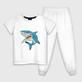 Детская пижама хлопок с принтом акула злая в Белгороде, 100% хлопок |  брюки и футболка прямого кроя, без карманов, на брюках мягкая резинка на поясе и по низу штанин
 | Тематика изображения на принте: акула | злая | зубы | море | океан | опасность | пасть | природа | рисунок | рыба