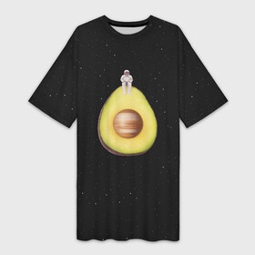 Платье-футболка 3D с принтом Космокадо в Белгороде,  |  | avocado | drift | drifting | fruits | galaxy | milky | moon | planet | plant | ship | space | spaceship | star | suit | to | way | авокадо | галактика | звезда | корабль | космический | космонавт | космос | луна | млечный | планета | путь | растение | ска