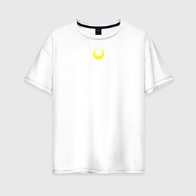 Женская футболка хлопок Oversize с принтом Sailor Moon в Белгороде, 100% хлопок | свободный крой, круглый ворот, спущенный рукав, длина до линии бедер
 | sailor moon | кошка | луна | полумесяц | сейлор мун | сейлормун