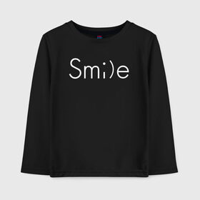 Детский лонгслив хлопок с принтом SMILE | УЛЫБКА в Белгороде, 100% хлопок | круглый вырез горловины, полуприлегающий силуэт, длина до линии бедер | creative | minimalism | smile | креатив | креативная | минимал | минимализм | надпись | смайл | смайлик | текст | улыбка
