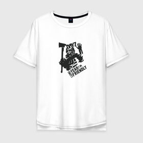 Мужская футболка хлопок Oversize с принтом Im (not) friendly в Белгороде, 100% хлопок | свободный крой, круглый ворот, “спинка” длиннее передней части | dayz | дей з | дейзи | зомби | игра | солдат