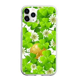 Чехол для iPhone 11 Pro Max матовый с принтом Ирландский Клевер и Монетка в Белгороде, Силикон |  | день ирландии | зеленая | зеленый | ирландец | ирландская | ирландский | клевер | монета | патрик | с патриком