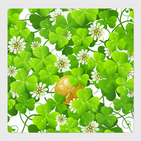 Магнитный плакат 3Х3 с принтом Ирландский Клевер и Монетка в Белгороде, Полимерный материал с магнитным слоем | 9 деталей размером 9*9 см | Тематика изображения на принте: день ирландии | зеленая | зеленый | ирландец | ирландская | ирландский | клевер | монета | патрик | с патриком
