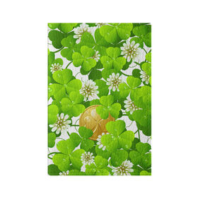 Обложка для паспорта матовая кожа с принтом Ирландский Клевер и Монетка в Белгороде, натуральная матовая кожа | размер 19,3 х 13,7 см; прозрачные пластиковые крепления | Тематика изображения на принте: день ирландии | зеленая | зеленый | ирландец | ирландская | ирландский | клевер | монета | патрик | с патриком