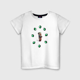 Детская футболка хлопок с принтом Житель из майнкрафта в Белгороде, 100% хлопок | круглый вырез горловины, полуприлегающий силуэт, длина до линии бедер | minecraft | житель из майнкрафта | изумруды | майнкарфт стиль | майнкрафт