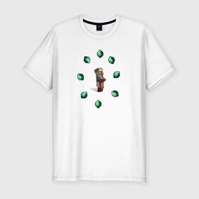 Мужская футболка хлопок Slim с принтом Житель из майнкрафта в Белгороде, 92% хлопок, 8% лайкра | приталенный силуэт, круглый вырез ворота, длина до линии бедра, короткий рукав | minecraft | житель из майнкрафта | изумруды | майнкарфт стиль | майнкрафт