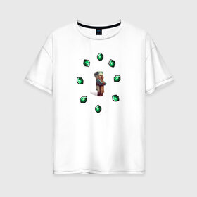 Женская футболка хлопок Oversize с принтом Житель из майнкрафта в Белгороде, 100% хлопок | свободный крой, круглый ворот, спущенный рукав, длина до линии бедер
 | minecraft | житель из майнкрафта | изумруды | майнкарфт стиль | майнкрафт