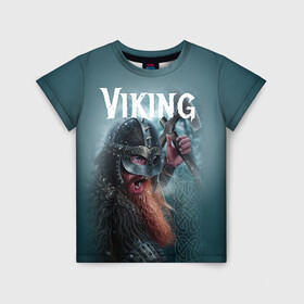 Детская футболка 3D с принтом Viking в Белгороде, 100% гипоаллергенный полиэфир | прямой крой, круглый вырез горловины, длина до линии бедер, чуть спущенное плечо, ткань немного тянется | drakkar | valhalla | valheim | viking | vikings | валхэйм | вальгала | вальхала | вальхейм | викинг | викинги | драккар