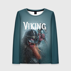 Женский лонгслив 3D с принтом Viking в Белгороде, 100% полиэстер | длинные рукава, круглый вырез горловины, полуприлегающий силуэт | drakkar | valhalla | valheim | viking | vikings | валхэйм | вальгала | вальхала | вальхейм | викинг | викинги | драккар