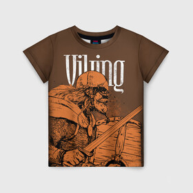Детская футболка 3D с принтом Viking в Белгороде, 100% гипоаллергенный полиэфир | прямой крой, круглый вырез горловины, длина до линии бедер, чуть спущенное плечо, ткань немного тянется | drakkar | valhalla | valheim | viking | vikings | валхэйм | вальгала | вальхала | вальхейм | викинг | викинги | драккар