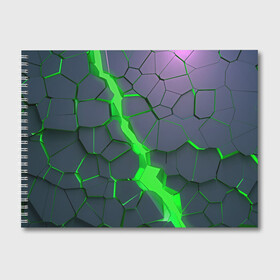 Альбом для рисования с принтом ЗЕЛЕНЫЙ РАЗЛОМ | 3Д РАЗЛОМ в Белгороде, 100% бумага
 | матовая бумага, плотность 200 мг. | 3d | 3д | abstrakt | couter strike | csgo | dota | geometry | green | lol | rift | steel | wow | абстракт | геометрия | дота | зеленый | камни | кубики | пластик | плиты | разлом | раскол | свет | скин | сталь | текстура | трещина
