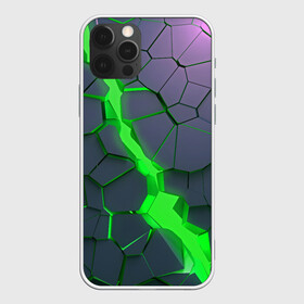 Чехол для iPhone 12 Pro Max с принтом ЗЕЛЕНЫЙ РАЗЛОМ | 3Д РАЗЛОМ в Белгороде, Силикон |  | 3d | 3д | abstrakt | couter strike | csgo | dota | geometry | green | lol | rift | steel | wow | абстракт | геометрия | дота | зеленый | камни | кубики | пластик | плиты | разлом | раскол | свет | скин | сталь | текстура | трещина