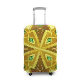 Чехол для чемодана 3D с принтом Золотой клевер в Белгороде, 86% полиэфир, 14% спандекс | двустороннее нанесение принта, прорези для ручек и колес | золото | кельтский узор | клевер | подарки | узор