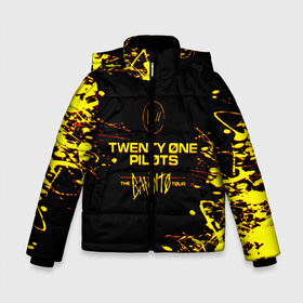 Зимняя куртка для мальчиков 3D с принтом TWENTY ONE PILOTS TOP. в Белгороде, ткань верха — 100% полиэстер; подклад — 100% полиэстер, утеплитель — 100% полиэстер | длина ниже бедра, удлиненная спинка, воротник стойка и отстегивающийся капюшон. Есть боковые карманы с листочкой на кнопках, утяжки по низу изделия и внутренний карман на молнии. 

Предусмотрены светоотражающий принт на спинке, радужный светоотражающий элемент на пуллере молнии и на резинке для утяжки | 21 pilots | blurryface | fbr | fueled by ramen | fueledbyramen | heathens | heavydirtysoul | josh dun | music | music video | official | stressed out | top | tp | trench | twenty one pilots | twentyonepilots | tyler joseph 