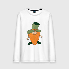 Мужской лонгслив хлопок с принтом Гном - День святого Патрика в Белгороде, 100% хлопок |  | борода | гном | день святого патрика | зеленый | ирландия | лепрекон | мультяшный | оранжевый | патрик | подарок | символ | смешной | фэнтези | шляпа