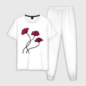 Мужская пижама хлопок с принтом КРАСНЫЙ ЦВЕТОК RED FLOWER в Белгороде, 100% хлопок | брюки и футболка прямого кроя, без карманов, на брюках мягкая резинка на поясе и по низу штанин
 | 8 | day | flowers | girl | girlfriend | girls | granny | love | lovers | march | mommy | moms | roses | women | womens | бабуля | бабушка | девушка | девушки | день | жена | женский | женщина | любовь | мама | мамуля | марта | розы | сестра | си