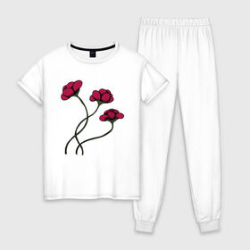 Женская пижама хлопок с принтом КРАСНЫЙ ЦВЕТОК RED FLOWER в Белгороде, 100% хлопок | брюки и футболка прямого кроя, без карманов, на брюках мягкая резинка на поясе и по низу штанин | 8 | day | flowers | girl | girlfriend | girls | granny | love | lovers | march | mommy | moms | roses | women | womens | бабуля | бабушка | девушка | девушки | день | жена | женский | женщина | любовь | мама | мамуля | марта | розы | сестра | си