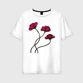 Женская футболка хлопок Oversize с принтом КРАСНЫЙ ЦВЕТОК RED FLOWER в Белгороде, 100% хлопок | свободный крой, круглый ворот, спущенный рукав, длина до линии бедер
 | 8 | day | flowers | girl | girlfriend | girls | granny | love | lovers | march | mommy | moms | roses | women | womens | бабуля | бабушка | девушка | девушки | день | жена | женский | женщина | любовь | мама | мамуля | марта | розы | сестра | си