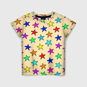 Детская футболка 3D с принтом Детские звезды на песке в Белгороде, 100% гипоаллергенный полиэфир | прямой крой, круглый вырез горловины, длина до линии бедер, чуть спущенное плечо, ткань немного тянется | baby | colorfull | disco | kids | stars | девочкам | детские рисунки | детям | диско | звездочки | звезды | конфетти | лето | малыш | ночные | орнамент | песок | пляж | праздник | радужные | разноцветный узор
