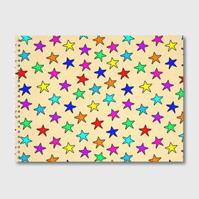 Альбом для рисования с принтом Детские звезды на песке в Белгороде, 100% бумага
 | матовая бумага, плотность 200 мг. | baby | colorfull | disco | kids | stars | девочкам | детские рисунки | детям | диско | звездочки | звезды | конфетти | лето | малыш | ночные | орнамент | песок | пляж | праздник | радужные | разноцветный узор
