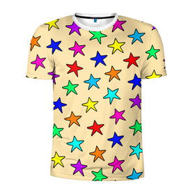 Мужская футболка 3D спортивная с принтом Детские звезды на песке в Белгороде, 100% полиэстер с улучшенными характеристиками | приталенный силуэт, круглая горловина, широкие плечи, сужается к линии бедра | baby | colorfull | disco | kids | stars | девочкам | детские рисунки | детям | диско | звездочки | звезды | конфетти | лето | малыш | ночные | орнамент | песок | пляж | праздник | радужные | разноцветный узор