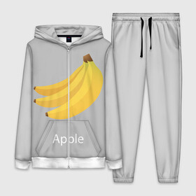 Женский костюм 3D с принтом Banana в Белгороде,  |  | apple | banana | grey | банан | серый | яблоко