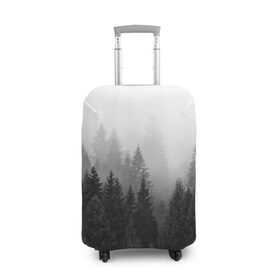 Чехол для чемодана 3D с принтом Туманный лес в Белгороде, 86% полиэфир, 14% спандекс | двустороннее нанесение принта, прорези для ручек и колес | tegunvteg | деревья | лес | листья | природа | темный лес | туман | туманный лес