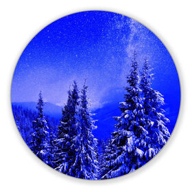 Коврик для мышки круглый с принтом Зимний лес в Белгороде, резина и полиэстер | круглая форма, изображение наносится на всю лицевую часть | tegunvteg | деревья | зима | зимний лес | лес | листья | мороз | природа | снег | темный лес