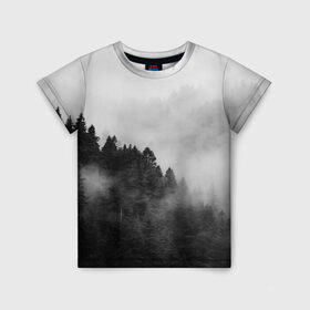 Детская футболка 3D с принтом Природа - Лес в Белгороде, 100% гипоаллергенный полиэфир | прямой крой, круглый вырез горловины, длина до линии бедер, чуть спущенное плечо, ткань немного тянется | tegunvteg | деревья | лес | листья | природа | темный лес | туман | туманный лес