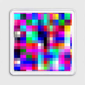 Магнит 55*55 с принтом РАЗНОЦВЕТНЫЕ ПИКСЕЛИ / КУБЫ в Белгороде, Пластик | Размер: 65*65 мм; Размер печати: 55*55 мм | abstraction | cube | geometry | hexagon | neon | paints | stripes | texture | triangle | абстракция | брызги | геометрия | краски | кубы | неон | соты | текстура