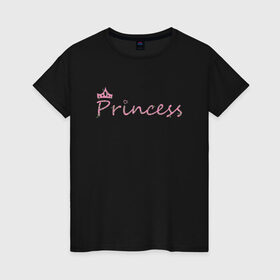 Женская футболка хлопок с принтом Принцесса в Белгороде, 100% хлопок | прямой крой, круглый вырез горловины, длина до линии бедер, слегка спущенное плечо | crown | heart | princess | корона | растения | сердце
