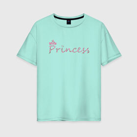 Женская футболка хлопок Oversize с принтом Принцесса в Белгороде, 100% хлопок | свободный крой, круглый ворот, спущенный рукав, длина до линии бедер
 | crown | heart | princess | корона | растения | сердце