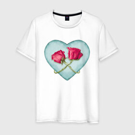 Мужская футболка хлопок с принтом РОЗЫ И СЕРДЦЕ в Белгороде, 100% хлопок | прямой крой, круглый вырез горловины, длина до линии бедер, слегка спущенное плечо. | 8 | day | flowers | girl | girlfriend | girls | heart | love | lovers | march | mommy | moms | rose | roses | women | womens | бабушка | девушка | девушки | день | жена | женский | женщина | любовь | мама | мамуля | марта | роза | сердечки | сер
