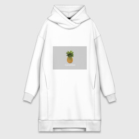 Платье-худи хлопок с принтом Pineapple cucumber в Белгороде,  |  | cucumber | grey | pineapple | ананас | огурец | серый