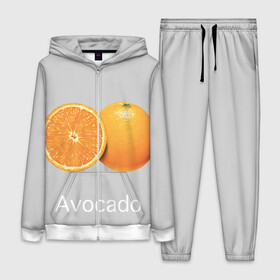 Женский костюм 3D с принтом Orange avocado в Белгороде,  |  | avocado | grey | orange | авокадо | апельсин | серый