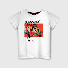 Детская футболка хлопок с принтом Рэтчет и Кланr в Белгороде, 100% хлопок | круглый вырез горловины, полуприлегающий силуэт, длина до линии бедер | game | ratchet  clank | галактические рейнджеры | игры | рэтчет и кланr