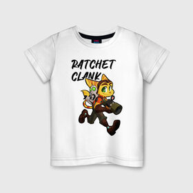 Детская футболка хлопок с принтом Ratchet & Clank в Белгороде, 100% хлопок | круглый вырез горловины, полуприлегающий силуэт, длина до линии бедер | game | ratchet  clank | галактические рейнджеры | игры | рэтчет и кланr