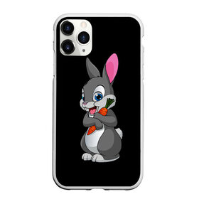 Чехол для iPhone 11 Pro матовый с принтом ЗАЙКА в Белгороде, Силикон |  | bunny | cartoon | hare | rabbit | белый | зайчик | заяц | кролик | морковка | мультик | серый