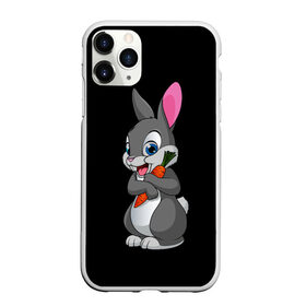 Чехол для iPhone 11 Pro Max матовый с принтом ЗАЙКА в Белгороде, Силикон |  | bunny | cartoon | hare | rabbit | белый | зайчик | заяц | кролик | морковка | мультик | серый