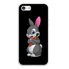 Чехол для iPhone 5/5S матовый с принтом ЗАЙКА в Белгороде, Силикон | Область печати: задняя сторона чехла, без боковых панелей | bunny | cartoon | hare | rabbit | белый | зайчик | заяц | кролик | морковка | мультик | серый