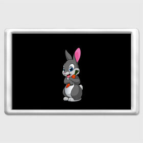 Магнит 45*70 с принтом ЗАЙКА в Белгороде, Пластик | Размер: 78*52 мм; Размер печати: 70*45 | Тематика изображения на принте: bunny | cartoon | hare | rabbit | белый | зайчик | заяц | кролик | морковка | мультик | серый