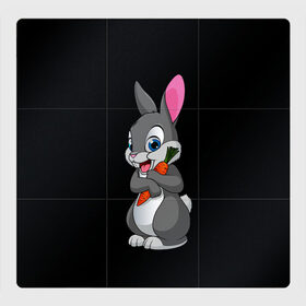 Магнитный плакат 3Х3 с принтом ЗАЙКА в Белгороде, Полимерный материал с магнитным слоем | 9 деталей размером 9*9 см | bunny | cartoon | hare | rabbit | белый | зайчик | заяц | кролик | морковка | мультик | серый