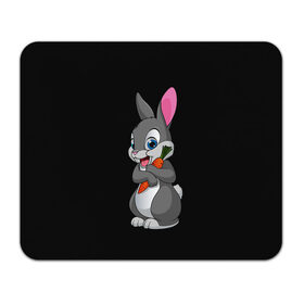 Коврик для мышки прямоугольный с принтом ЗАЙКА в Белгороде, натуральный каучук | размер 230 х 185 мм; запечатка лицевой стороны | bunny | cartoon | hare | rabbit | белый | зайчик | заяц | кролик | морковка | мультик | серый
