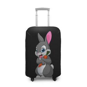 Чехол для чемодана 3D с принтом ЗАЙКА в Белгороде, 86% полиэфир, 14% спандекс | двустороннее нанесение принта, прорези для ручек и колес | bunny | cartoon | hare | rabbit | белый | зайчик | заяц | кролик | морковка | мультик | серый