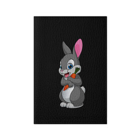 Обложка для паспорта матовая кожа с принтом ЗАЙКА в Белгороде, натуральная матовая кожа | размер 19,3 х 13,7 см; прозрачные пластиковые крепления | Тематика изображения на принте: bunny | cartoon | hare | rabbit | белый | зайчик | заяц | кролик | морковка | мультик | серый