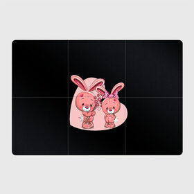 Магнитный плакат 3Х2 с принтом ЗАЙЧИКИ в Белгороде, Полимерный материал с магнитным слоем | 6 деталей размером 9*9 см | Тематика изображения на принте: bunny | cartoon | hare | rabbit | зайка | заяц | кролик | мультик | розовый | цветы