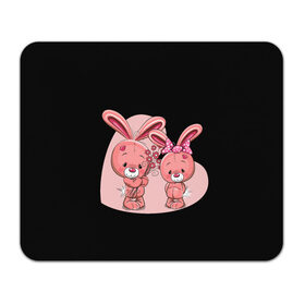 Коврик для мышки прямоугольный с принтом ЗАЙЧИКИ в Белгороде, натуральный каучук | размер 230 х 185 мм; запечатка лицевой стороны | bunny | cartoon | hare | rabbit | зайка | заяц | кролик | мультик | розовый | цветы